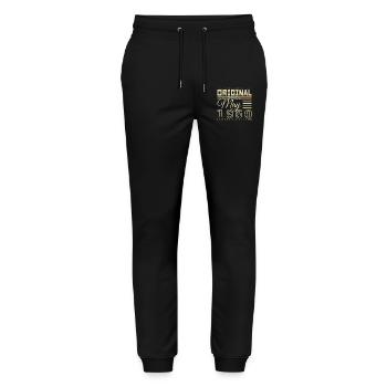 Cadeau Anniversaire Mai 1960, Gift May 1960 - Pantalon de jogging bio MOVER Stanley/Stella unisexe - noir - Devant - Marisol (170cm) & Nik (191cm)