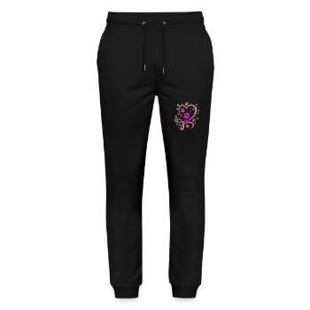 Buntes Herz mit Pfötchen und Sternen - Stanley/Stella Unisex Bio Jogginghose Mover  - Schwarz - Vorne - Marisol (170cm) & Nik (191cm)