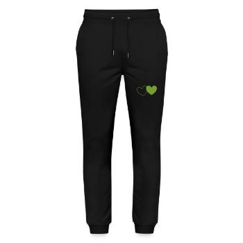 green heart green hearts couples gift - Stanley/Stella Mover Unisex Organic Jogging Trousers - black - Front - Marisol (170cm) & Nik (191cm)