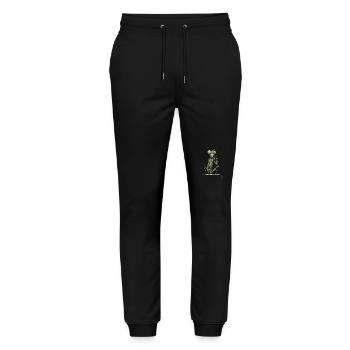 Zen im Grünen, eine sitzende Gottesanbeterin - Stanley/Stella Unisex Bio Jogginghose Mover  - Schwarz - Vorne - Marisol (170cm) & Nik (191cm)