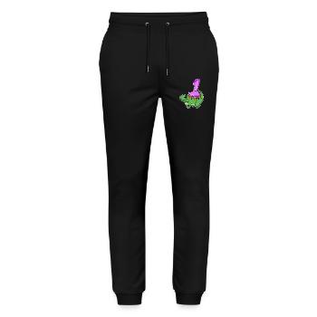 1 Jahr alt - Einschulung - Iguana Motiv - Zahl 1 - Stanley/Stella Unisex Bio Jogginghose Mover  - Schwarz - Vorne - Marisol (170cm) & Nik (191cm)