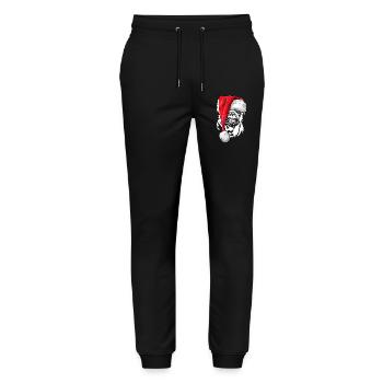 Santa Pug Christmas St. Nicholas Dogs Wilsigns - Stanley/Stella Mover Unisex Organic Jogging Trousers - black - Front - Marisol (170cm) & Nik (191cm)