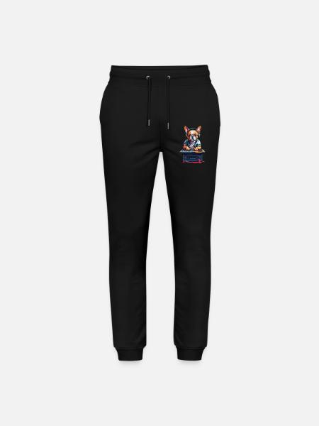 DJ French Bulldog Music Dog Party - Stanley/Stella Mover Unisex Organic Jogging Trousers - black