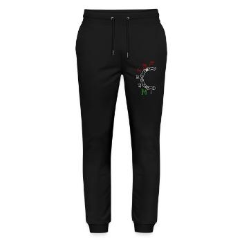 Circular Gear Chain Motif - Stanley/Stella Mover Unisex Organic Jogging Trousers - black - Front - Marisol (170cm) & Nik (191cm)