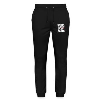 Work Hard Play Dart Dartsport - Stanley/Stella Unisex Bio Jogginghose Mover  - Schwarz - Vorne - Marisol (170cm) & Nik (191cm)