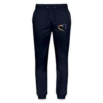 Multi color heart love - Stanley/Stella Mover Unisex Organic Jogging Trousers - navy - Front - Marisol (170cm) & Nik (191cm)