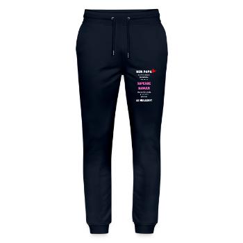 Pregnancy Announcement Gift Future Dad - Stanley/Stella Mover Unisex Organic Jogging Trousers - navy - Front - Marisol (170cm) & Nik (191cm)