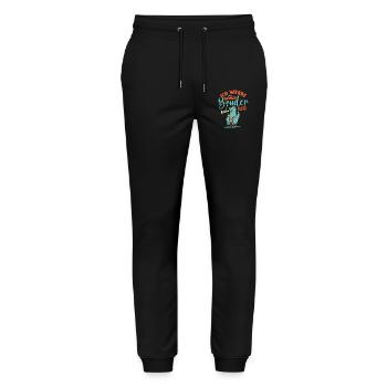 Großer Bruder 2024 Junge Dino Geschwister Geburt - Stanley/Stella Unisex Bio Jogginghose Mover  - Schwarz - Vorne - Marisol (170cm) & Nik (191cm)