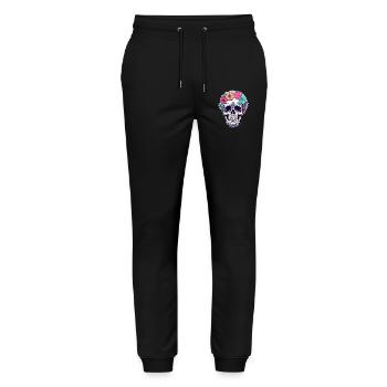 Human Skull & Flowers 31 - Stanley/Stella Mover Unisex Organic Jogging Trousers - black - Front - Marisol (170cm) & Nik (191cm)