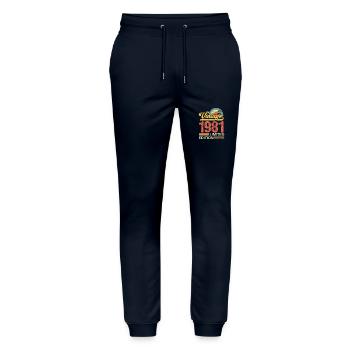 1981 - Stanley/Stella Mover Unisex Organic Jogging Trousers - navy - Front - Marisol (170cm) & Nik (191cm)