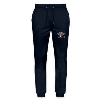 Boston Terrier Sunglasses Murica Flag Gift - Stanley/Stella Mover Unisex Organic Jogging Trousers - navy - Front - Marisol (170cm) & Nik (191cm)