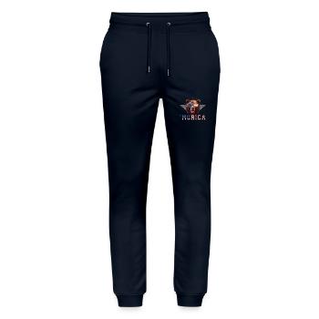 Grizzly Bear Sunglasses Murica Flag Gift - Stanley/Stella Mover Unisex Organic Jogging Trousers - navy - Front - Marisol (170cm) & Nik (191cm)