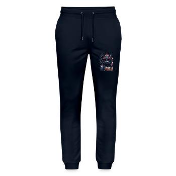 Cat Sunglasses Murica America Flag Gift - Stanley/Stella Mover Unisex Organic Jogging Trousers - navy - Front - Marisol (170cm) & Nik (191cm)