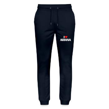 I love Ariana Rotes Herz Liebe Fan Geschenk - Stanley/Stella Unisex Bio Jogginghose Mover  - Navy - Vorne - Marisol (170cm) & Nik (191cm)