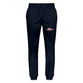 The adventure's calling - Stanley/Stella Mover Unisex Organic Jogging Trousers - navy - Front - Marisol (170cm) & Nik (191cm)