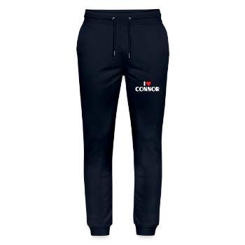 I Love Connor Red Heart Love Fan Gift - Stanley/Stella Mover Unisex Organic Jogging Trousers - navy - Front - Marisol (170cm) & Nik (191cm)