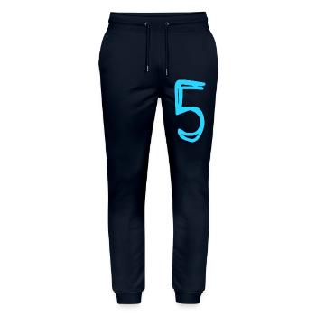 5 YEARS. 5TH ANNIVERSARY. BIRTHDAY 5 YEARS. FIVE 5 - Stanley/Stella Mover Unisex Organic Jogging Trousers - navy - Front - Marisol (170cm) & Nik (191cm)