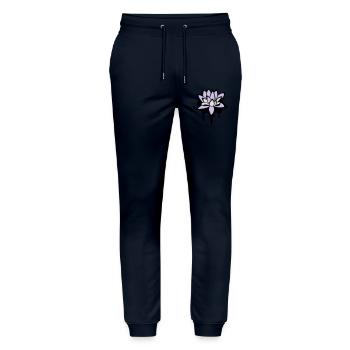 abstraktes Lotos Blüten Seerosen Graffiti - Stanley/Stella Unisex Bio Jogginghose Mover  - Navy - Vorne - Marisol (170cm) & Nik (191cm)
