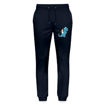 Unicorn Rides T Rex Dinosaurs I Cool Gift - Stanley/Stella Mover Unisex Organic Jogging Trousers - navy - Front - Marisol (170cm) & Nik (191cm)