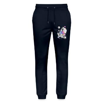Flower Power N°6 - Stanley/Stella Unisex Bio Jogginghose Mover  - Navy - Vorne - Marisol (170cm) & Nik (191cm)
