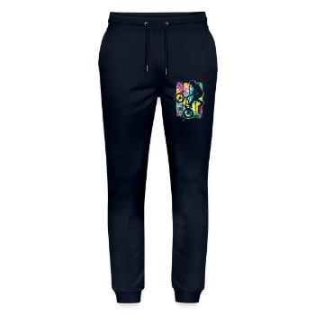 Retro Bmx Racing Bunt - Bmx Fahrrad - Bmx Bike - Stanley/Stella Unisex Bio Jogginghose Mover  - Navy - Vorne - Marisol (170cm) & Nik (191cm)