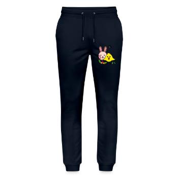 Easter bunny and chick - Stanley/Stella Mover Unisex Organic Jogging Trousers - navy - Front - Marisol (170cm) & Nik (191cm)
