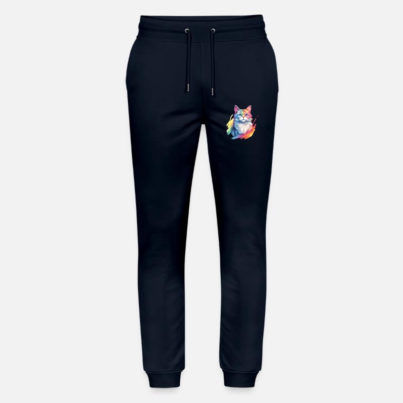 Rainbow Cat – Malerische Regenbogen-Katze - Stanley/Stella Unisex Bio Jogginghose Mover  - Navy