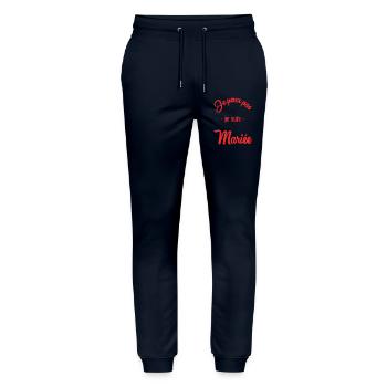 I CAN'T I'M MARRIED - Stanley/Stella Mover Unisex Organic Jogging Trousers - navy - Front - Marisol (170cm) & Nik (191cm)