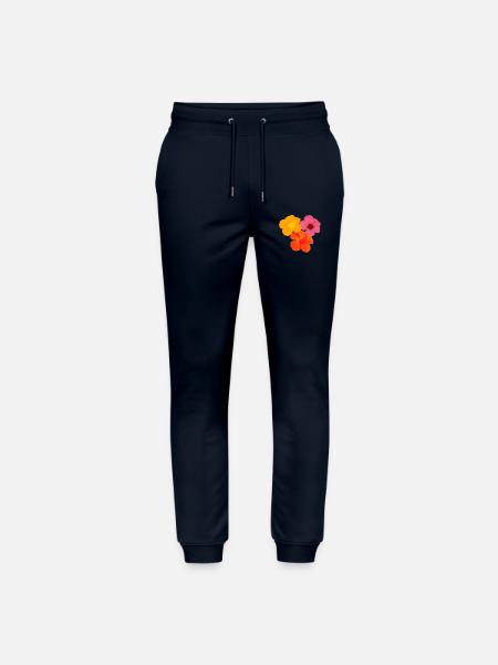 Hibiskus Trio - Pop Art Blüten - Stanley/Stella Unisex Bio Jogginghose Mover - Navy