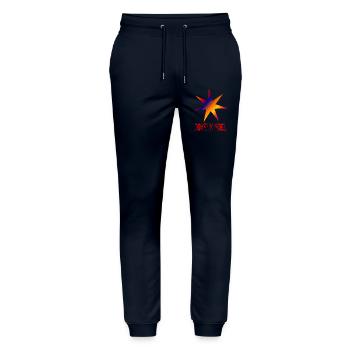 WEIHNACHTEN. FROHE WEIHNACHTEN. FROHE WEIHNACHTEN. WEIHNACHTSMANN - Stanley/Stella Unisex Bio Jogginghose Mover  - Navy - Vorne - Marisol (170cm) & Nik (191cm)