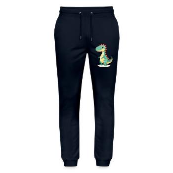 Lustiger Cartoon-Dino – Perfekt für Dino-Fans! 🦖 - Stanley/Stella Unisex Bio Jogginghose Mover  - Navy - Vorne - Marisol (170cm) & Nik (191cm)