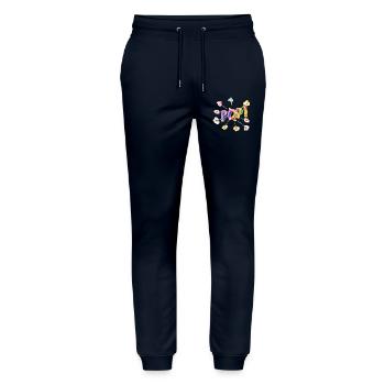 Bright pop typography with colorful popcorn design - Stanley/Stella Mover Unisex Organic Jogging Trousers - navy - Front - Marisol (170cm) & Nik (191cm)