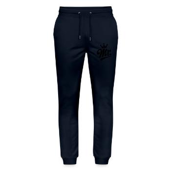 Mr. & Krone, personalisierbar - Stanley/Stella Unisex Bio Jogginghose Mover  - Navy - Vorne - Marisol (170cm) & Nik (191cm)