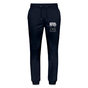 Signal for Help Hand Gesture Design - Stanley/Stella Mover Unisex Organic Jogging Trousers - navy - Front - Marisol (170cm) & Nik (191cm)