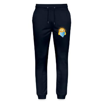 Radiant sun with a heart made of solar cells - Stanley/Stella Mover Unisex Organic Jogging Trousers - navy - Front - Marisol (170cm) & Nik (191cm)