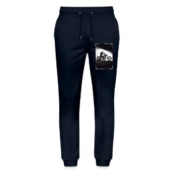 Chopper_Biker_Artwork_Collection_R02 - Stanley/Stella Mover Unisex Organic Jogging Trousers - navy - Front - Marisol (170cm) & Nik (191cm)
