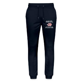 La Vie C’est Comme du P.Q. Citation Humoristique - Pantalon de jogging bio MOVER Stanley/Stella unisexe - marine - Devant - Marisol (170cm) & Nik (191cm)
