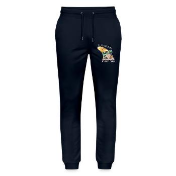 Retired in 2025, Beach and Surf Humor - Stanley/Stella Mover Unisex Organic Jogging Trousers - navy - Front - Marisol (170cm) & Nik (191cm)