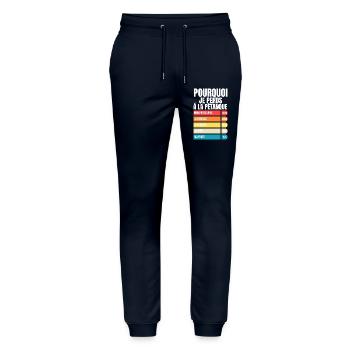 Warum ich beim Pétanque verliere Lustiges Geschenk Humor Petanque - Stanley/Stella Unisex Bio Jogginghose Mover  - Navy - Vorne - Marisol (170cm) & Nik (191cm)