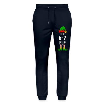 67 Meme Elf Christmas Matching Family 6-7 Brainrot - Stanley/Stella Mover Unisex Organic Jogging Trousers - navy - Front - Marisol (170cm) & Nik (191cm)