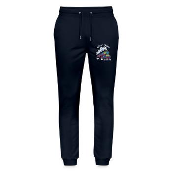 Colorful steam locomotive seasons, delay train - Stanley/Stella Mover Unisex Organic Jogging Trousers - navy - Front - Marisol (170cm) & Nik (191cm)