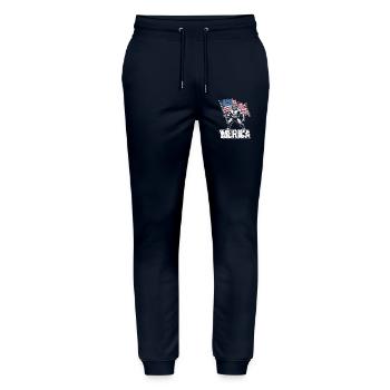 America Bigfoot Funny 4th of July Bigfoot Ameri - Stanley/Stella Mover Unisex Organic Jogging Trousers - navy - Front - Marisol (170cm) & Nik (191cm)