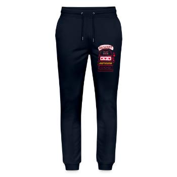 Jackpot - Tu es mon principal prix - Pantalon de jogging bio MOVER Stanley/Stella unisexe - marine - Devant - Marisol (170cm) & Nik (191cm)