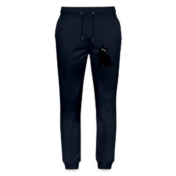 Cat Silhouette Black Gift Cat Lover - Stanley/Stella Mover Unisex Organic Jogging Trousers - navy - Front - Marisol (170cm) & Nik (191cm)
