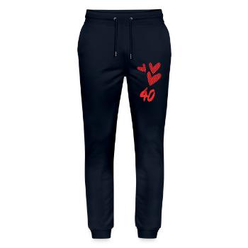 40. 40 ANS. 40e ANNIVERSAIRE. ANNIVERSAIRE 40 ANS. - Pantalon de jogging bio MOVER Stanley/Stella unisexe - marine - Devant - Marisol (170cm) & Nik (191cm)