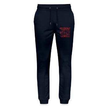 Red Bird in a Cage – Got Too Silly - Stanley/Stella Mover Unisex Organic Jogging Trousers - navy - Front - Marisol (170cm) & Nik (191cm)