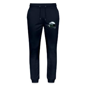  Cyber Moto Helm Glitch Racing Future Gamer - Stanley/Stella Unisex Bio Jogginghose Mover  - Navy - Vorne - Marisol (170cm) & Nik (191cm)