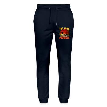 Hiking Mountain Trail Backpacking Outdoors Poaching - Stanley/Stella Mover Unisex Organic Jogging Trousers - navy - Front - Marisol (170cm) & Nik (191cm)