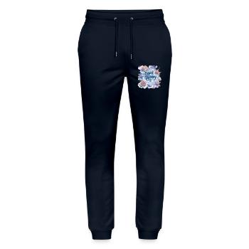 Beach Therapy – Shells & Starfish Design - Stanley/Stella Mover Unisex Organic Jogging Trousers - navy - Front - Marisol (170cm) & Nik (191cm)