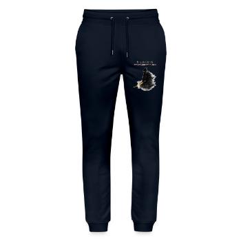 Schweigen ist die schärfste Klinge des stoischen Samurai-Geschenks - Stanley/Stella Unisex Bio Jogginghose Mover  - Navy - Vorne - Marisol (170cm) & Nik (191cm)